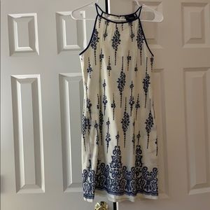 Cream and Blue Dress